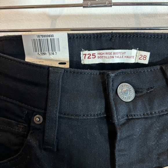 LEVI’S 725 Sz 28 High Rise Bootcut Sculpt Technology Fabric Jeans Black NEW - Picture 8 of 15